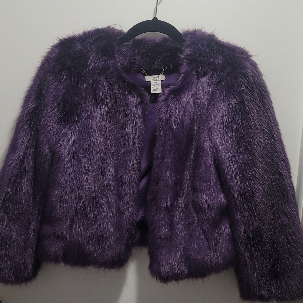 Cache Purple Faux Fur Short Jacket. Inspired by Taylor Swift Eras Tour
